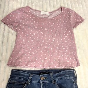 Pink Rose Short Sleeve Tees in Pink and White